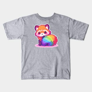 Rainbow red panda Kids T-Shirt